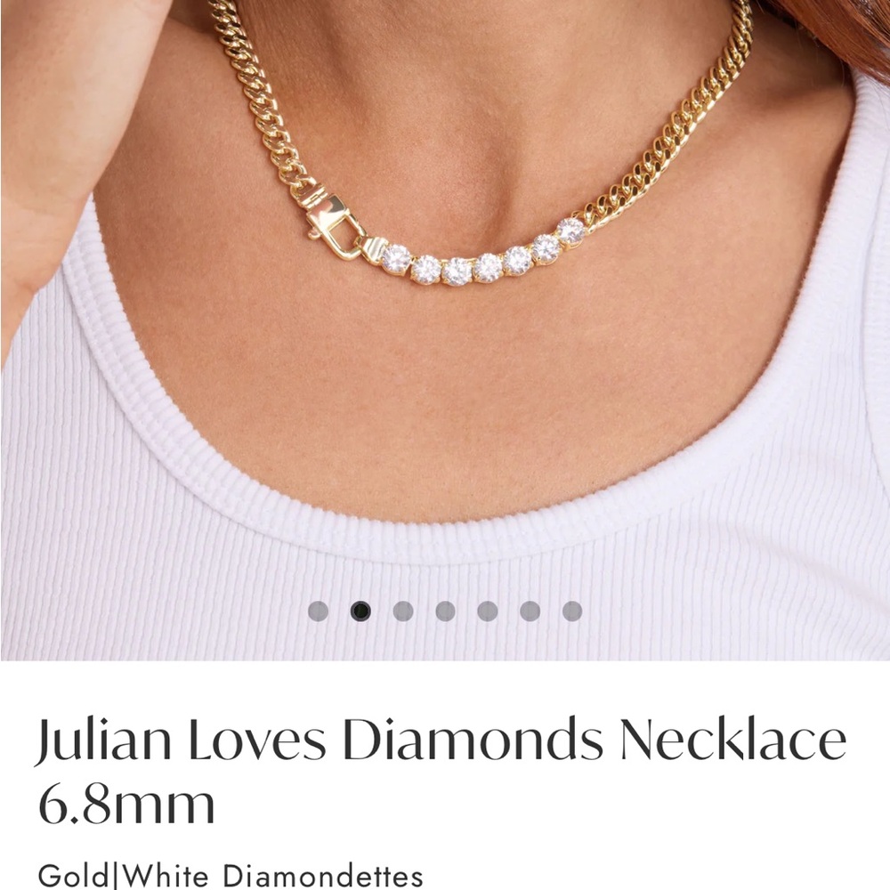 Gold Chain Necklace with White Diamonettes